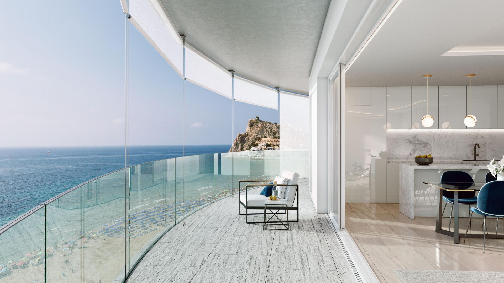 Appartement de luxe avec terrasse spacieuse 1 ° ligne plage Benidorm in Medvilla Spanje